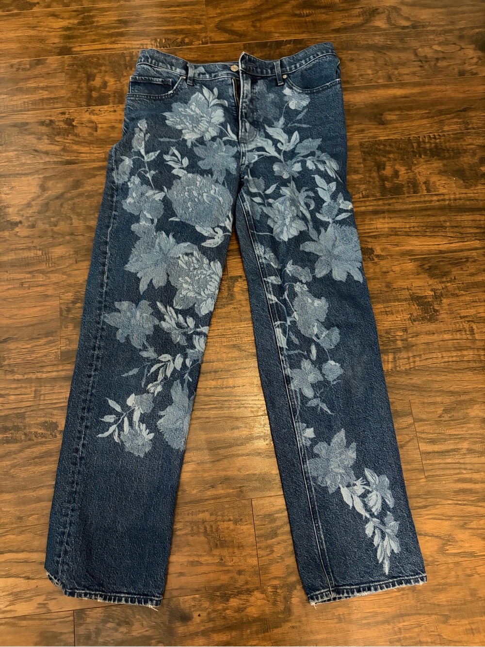 Express Dark Blue Floral High-Rise Jeans